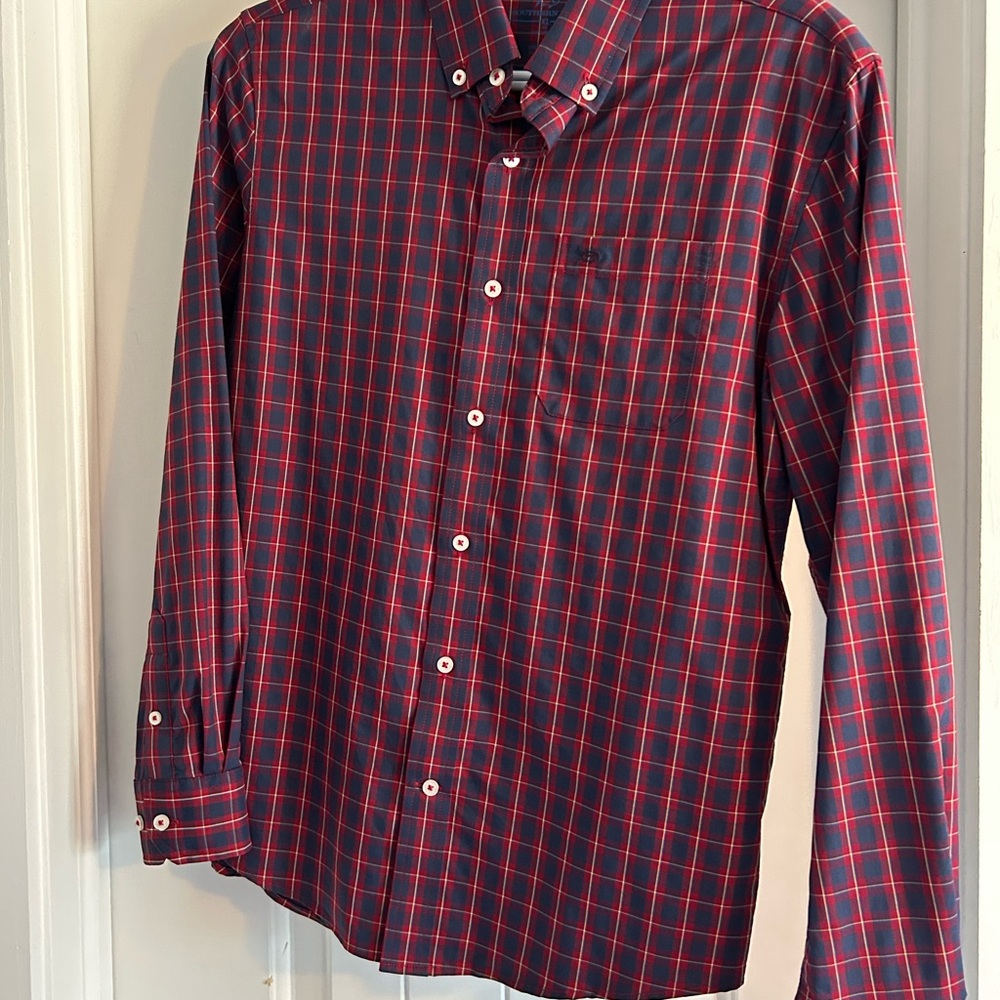 Southern Tide Red and Blue Plaid Button Down Shirt
